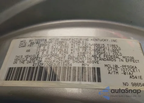 2003 Toyota Sienna Le/Xle from USA, damaged, VIN 4T3ZF13C63U518454